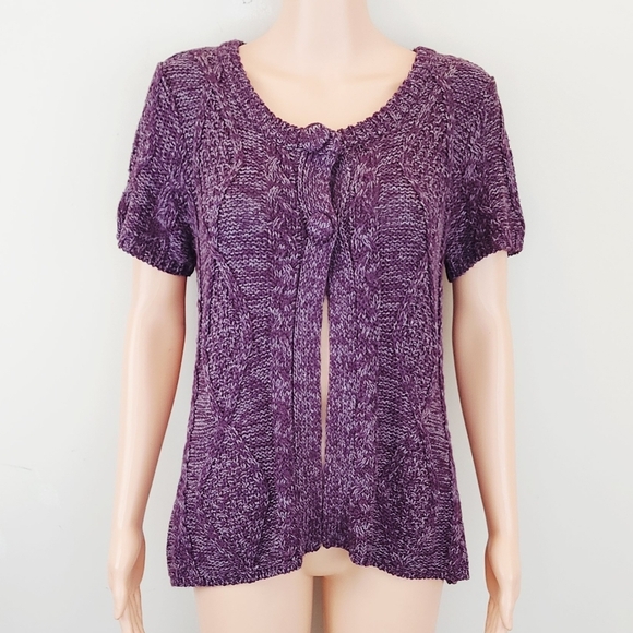 BCBGmaxAZria knit short sleeve one button cardigan